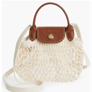 longchamp le pliage extra small filet knit shoulder bag